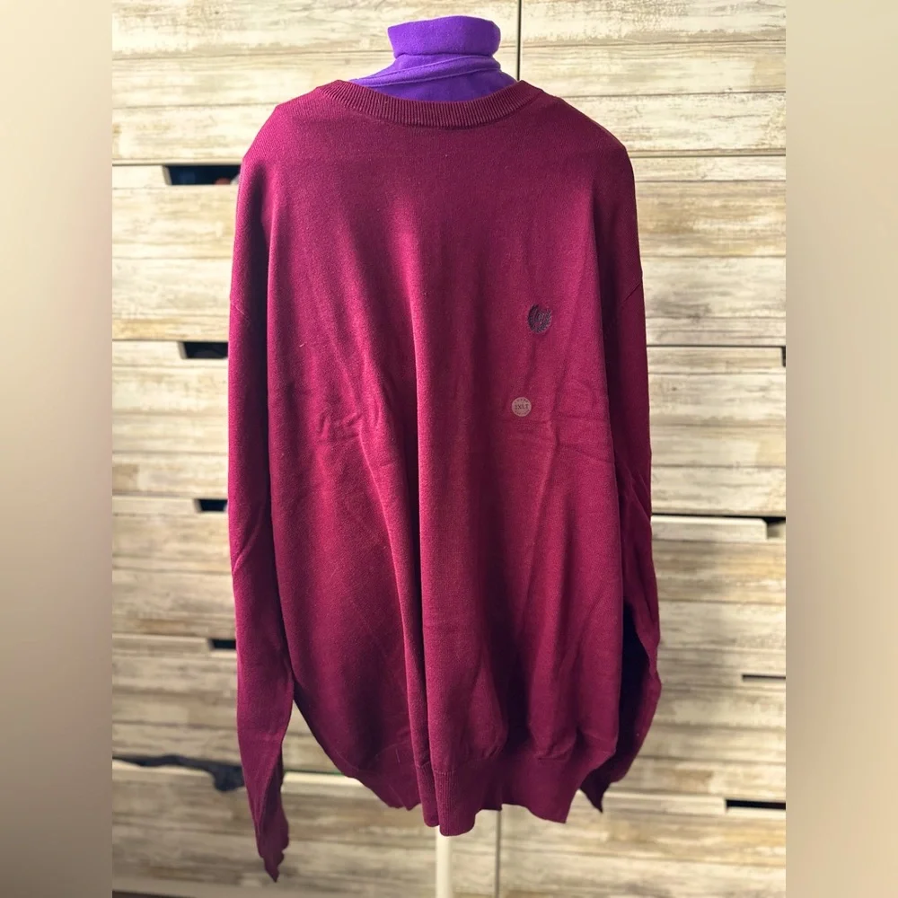 🍷 NWT Chaps Crewneck Sweater 2XLT Burgundy Cotton Knit Big & Tall